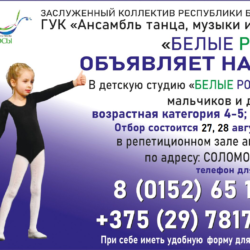 Набор в студию Белые росинки на 2026-2027 учебный год